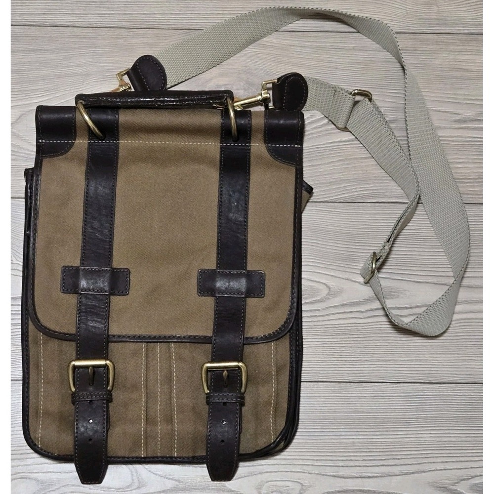 MULHOLLAND Brothers Canvas‎ Leather Crossbody Messenger Bag Business Travel
